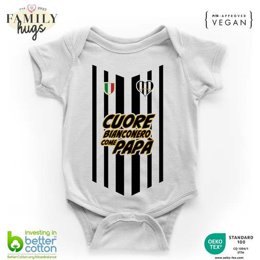body neonato -cuore bianconero come papa