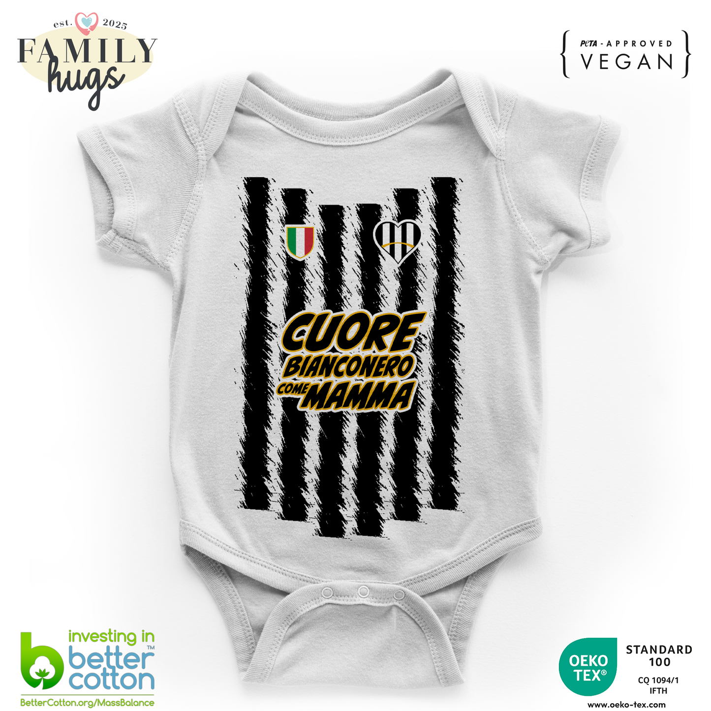 body neonato -cuore bianconero come mamma
