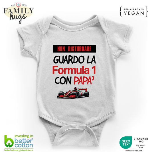 body neonato -non disturbare guardo la formula 1 con papa