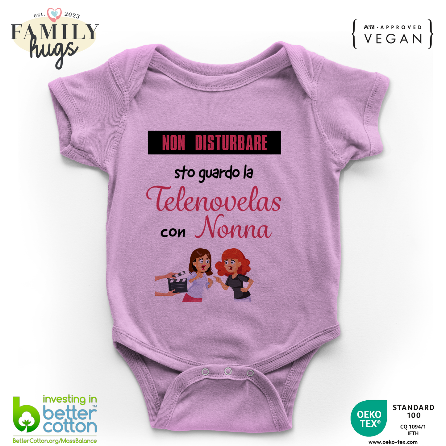 body neonato -non disturbare sto guardo la telenovelas con nonna