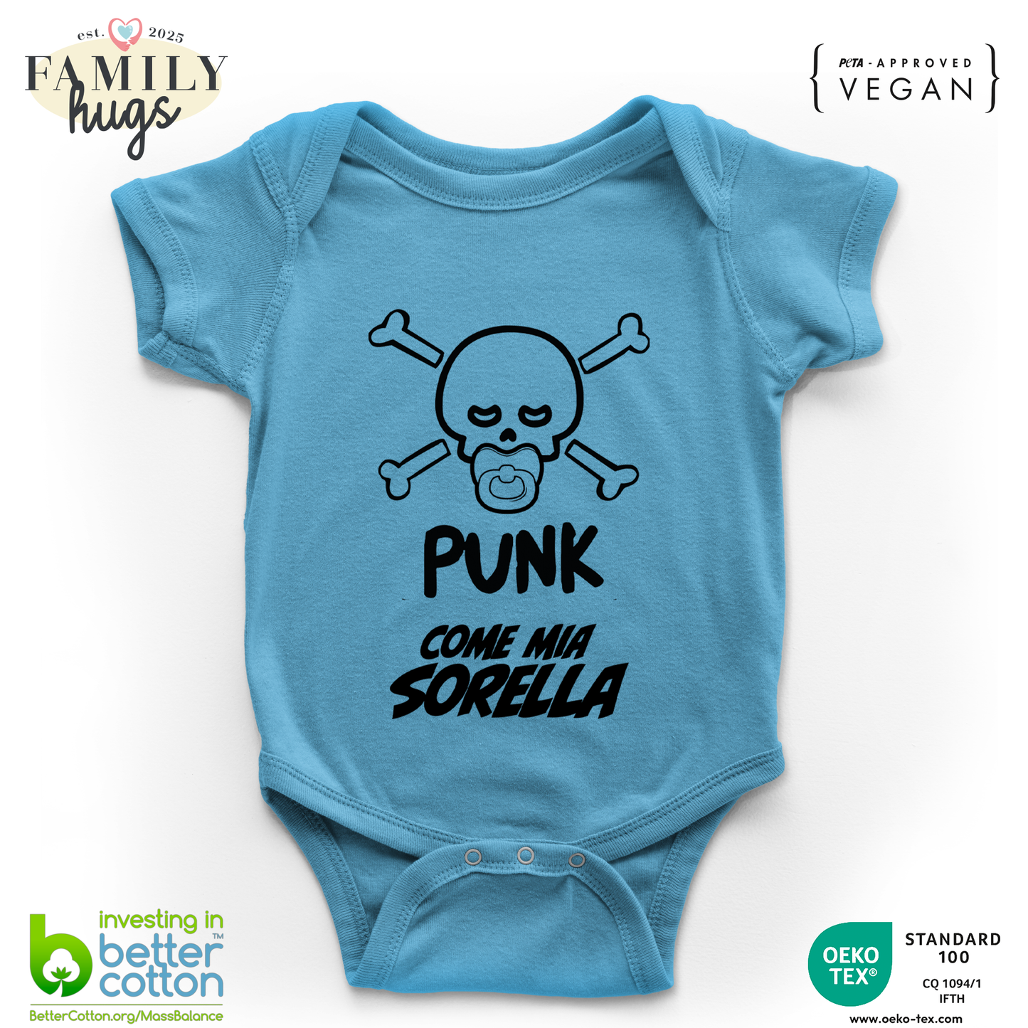 body neonato -punk baby scheletro come mia sorella