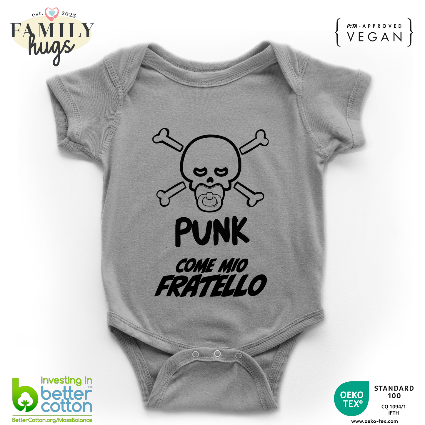 body neonato -punk baby scheletro come mio fratello