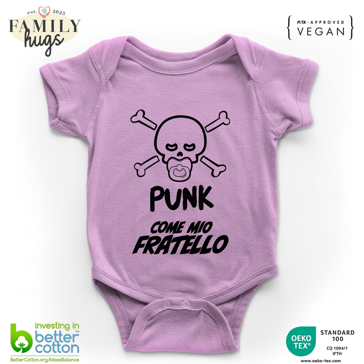 body neonato -punk baby scheletro come mio fratello