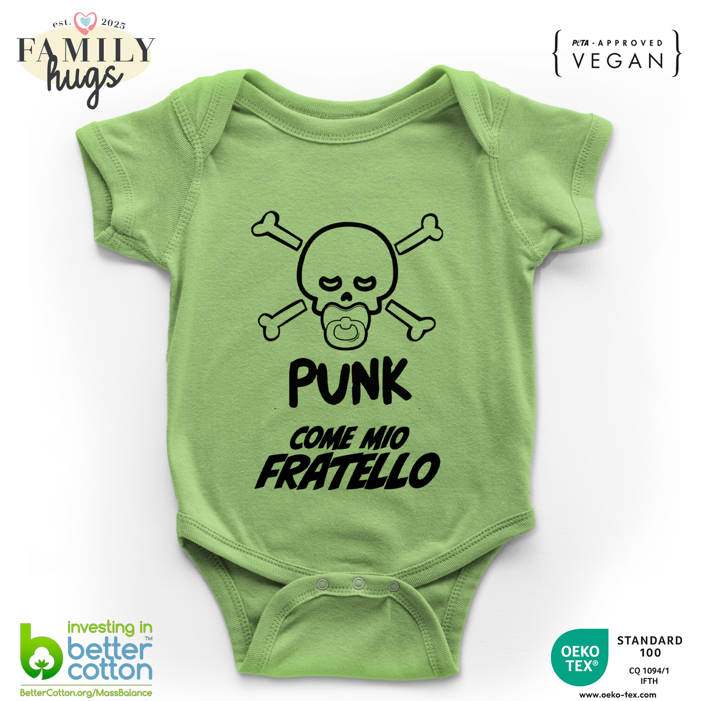 body neonato -punk baby scheletro come mio fratello