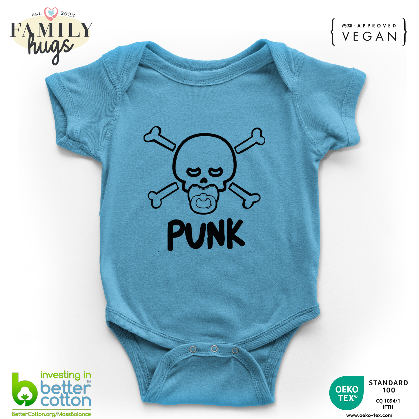 body neonato -punk baby scheletro con ciuccio