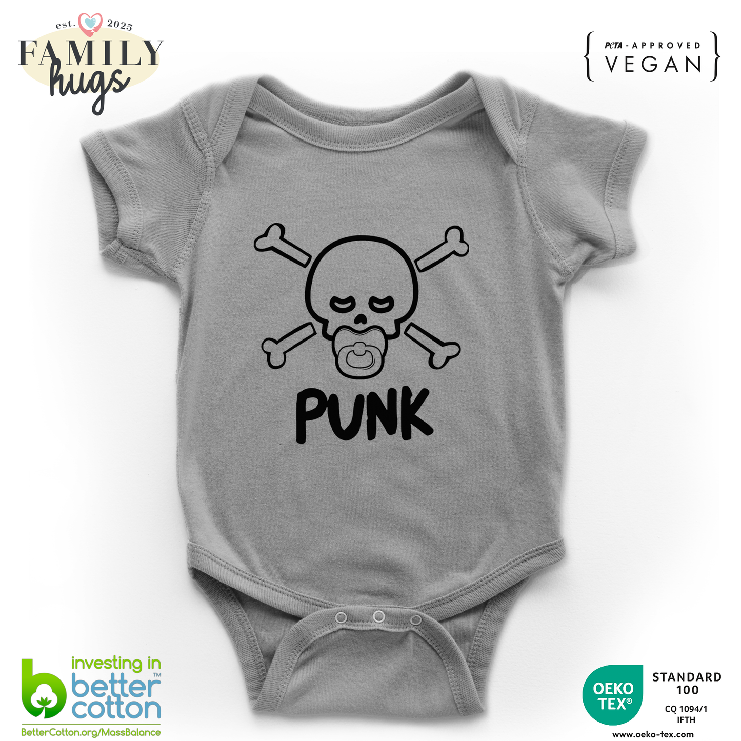 body neonato -punk baby scheletro con ciuccio