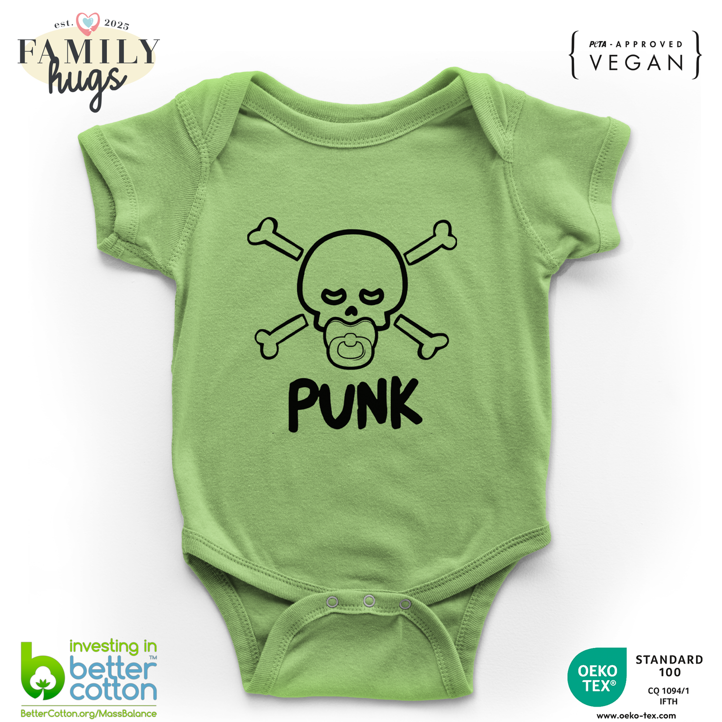 body neonato -punk baby scheletro con ciuccio