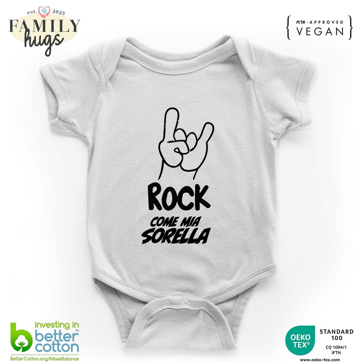 body neonato -rock corna come mia sorella