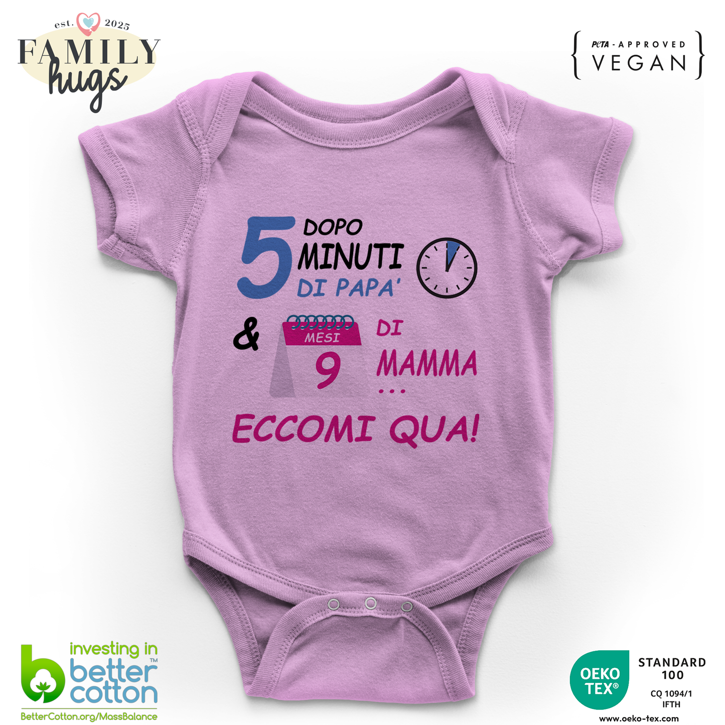 body neonato -dopo 5 m di papa e 9 mesi di mamma eccomi qua