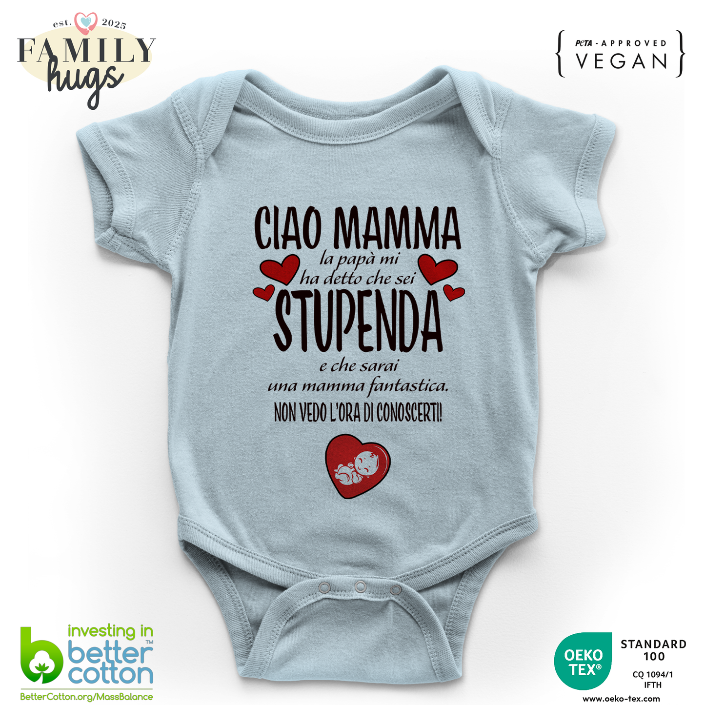 body neonato - ciao mamma papa mi ha detto che sei stupenda e che sarai una mamma fantastica non vedo l ora di conoscerti