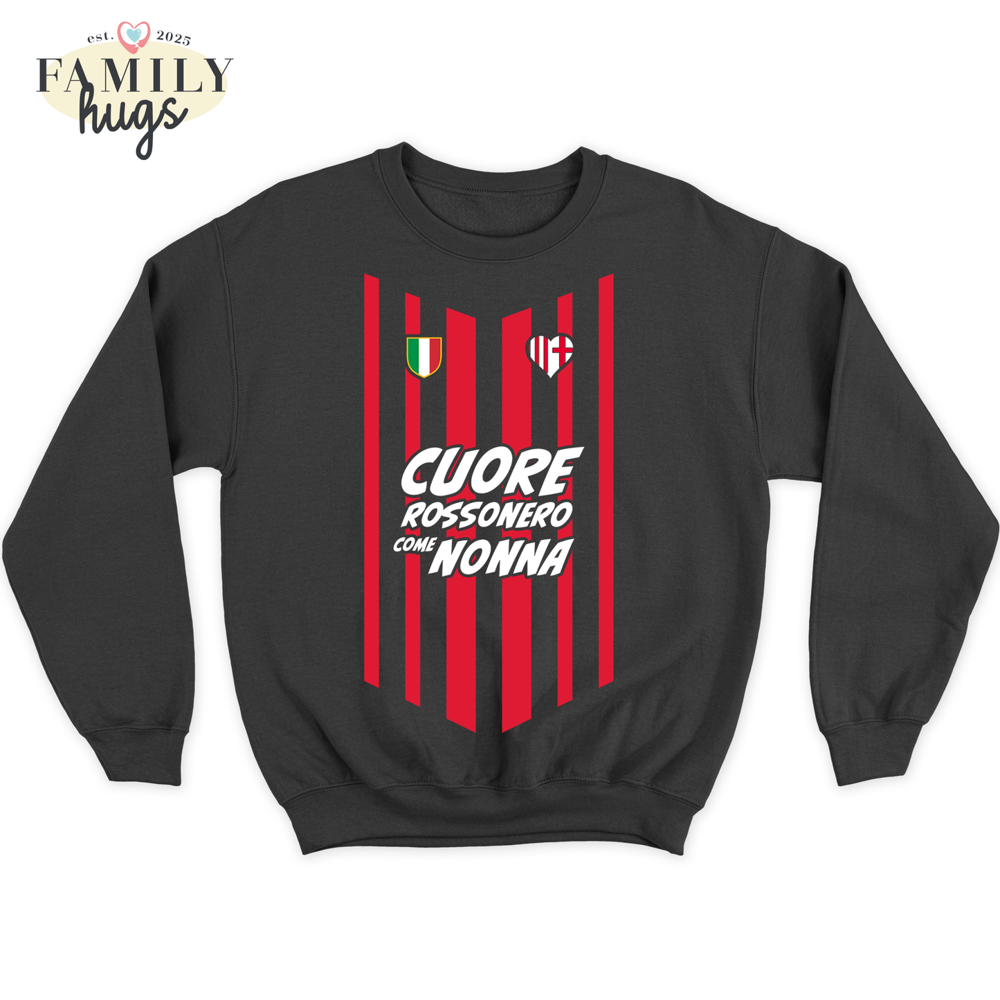 felpa bambino -cuore rossonero come nonna
