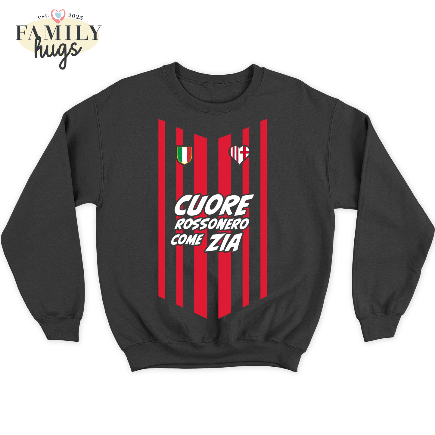 felpa bambino -cuore rossonero come zia