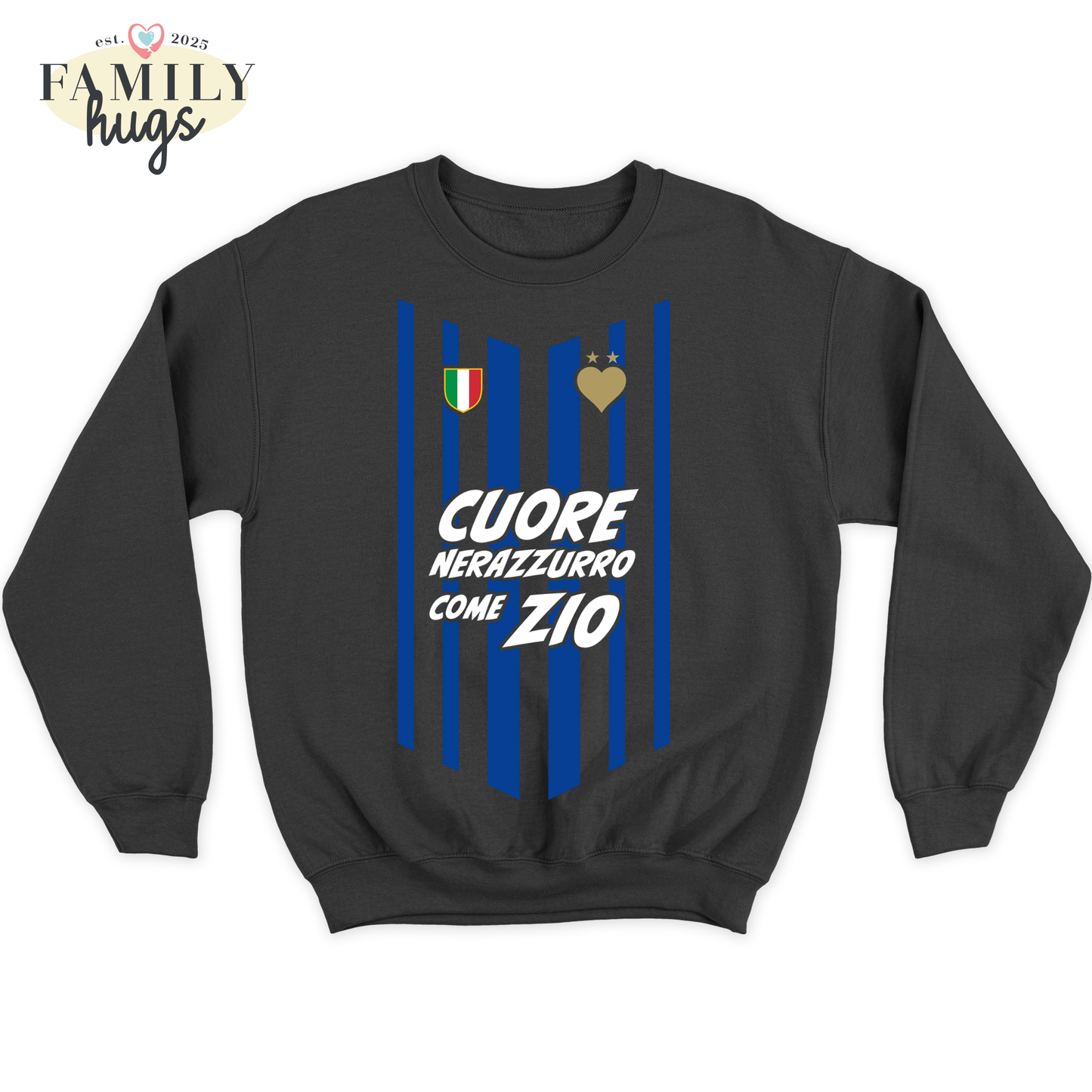 felpa bambino -cuore neroazzurro come zio