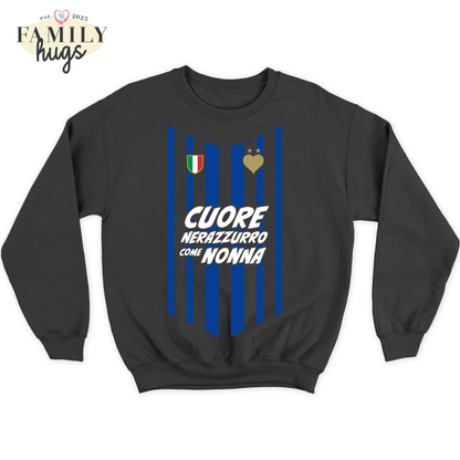felpa bambino -cuore neroazzurro come nonna