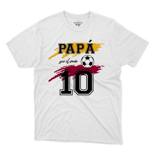 maglietta t-shirt-papa sei il mio numero 10 giallorosso