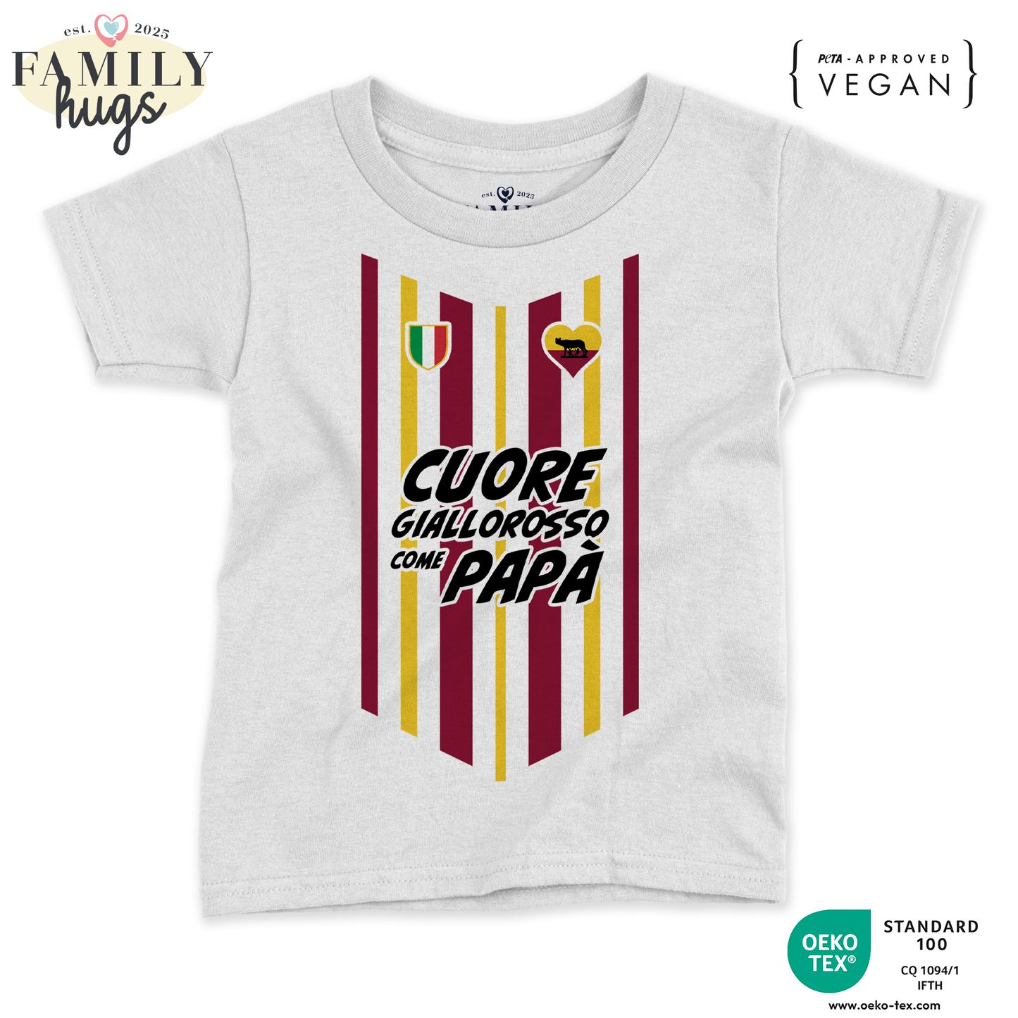 maglietta bambino -cuore giallorosso come papa