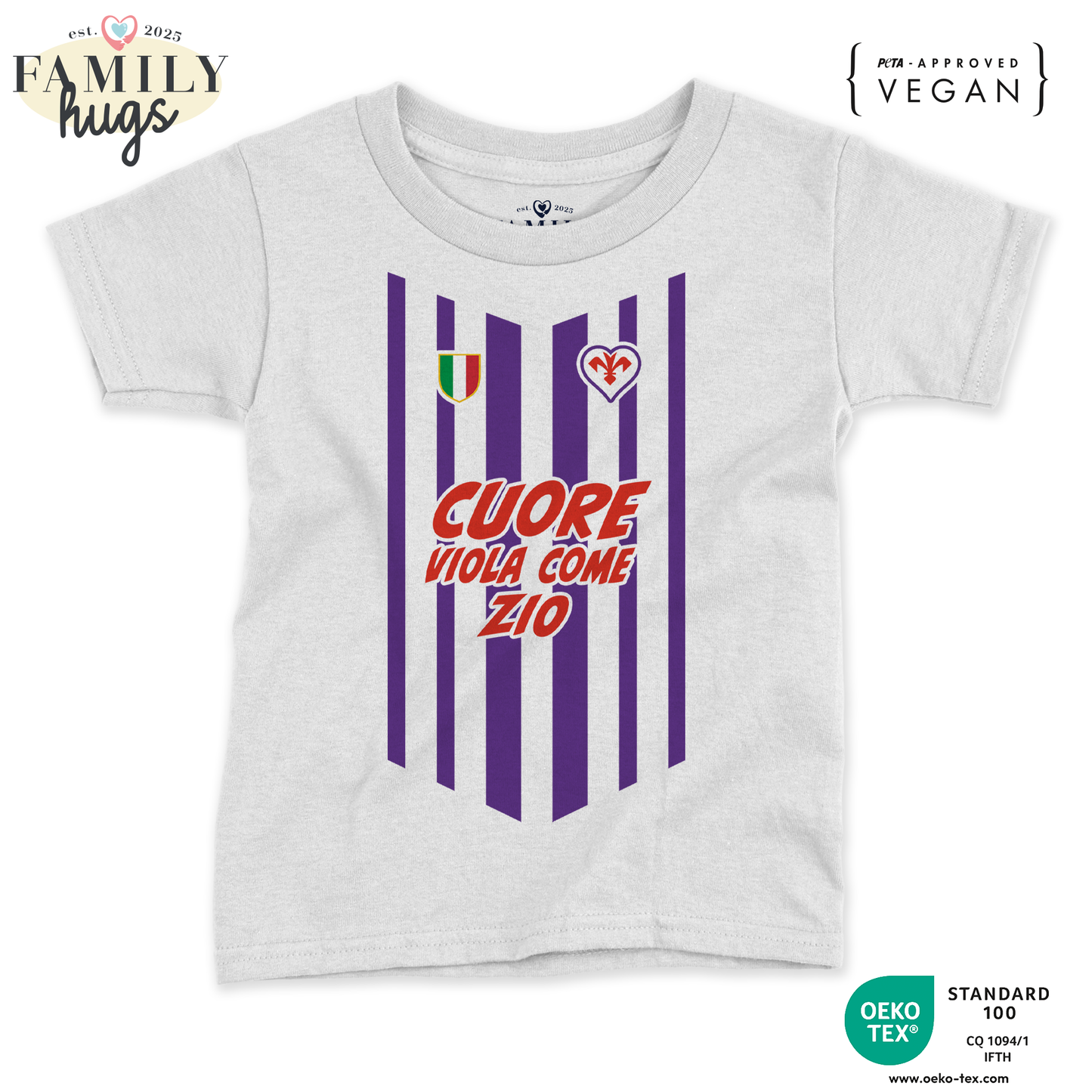 maglietta bambino -cuore viola come zio