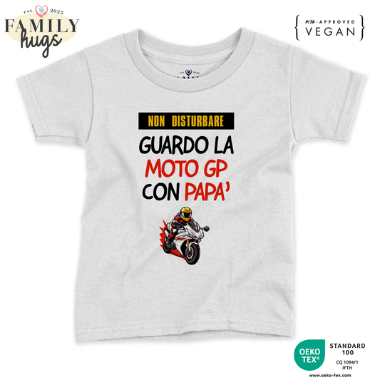 maglietta bambino -non disturbare sto gardando il moto ge con mio papa