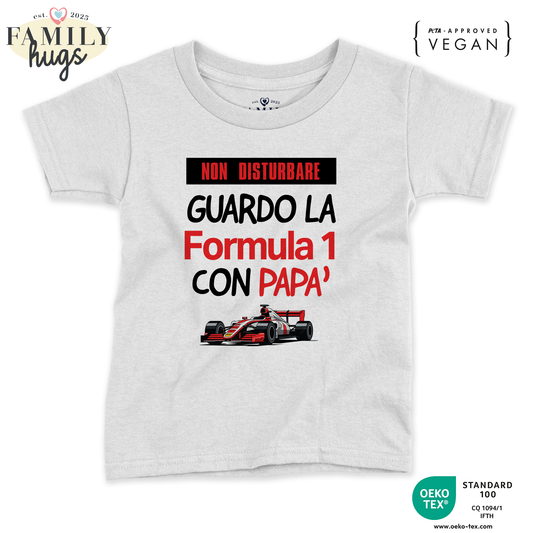 maglietta bambino -non disturbare guardo la formula 1 con papa