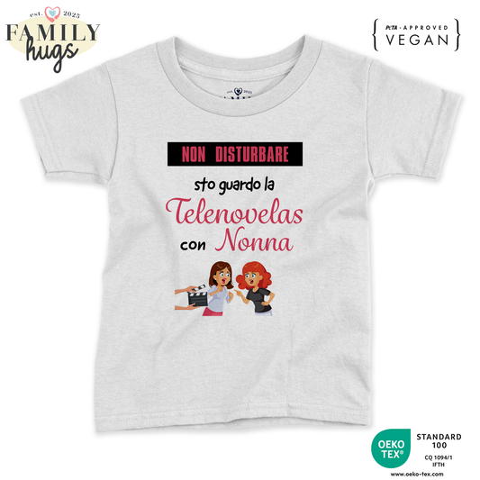 maglietta bambino -non disturbare sto guardo la telenovelas con nonna