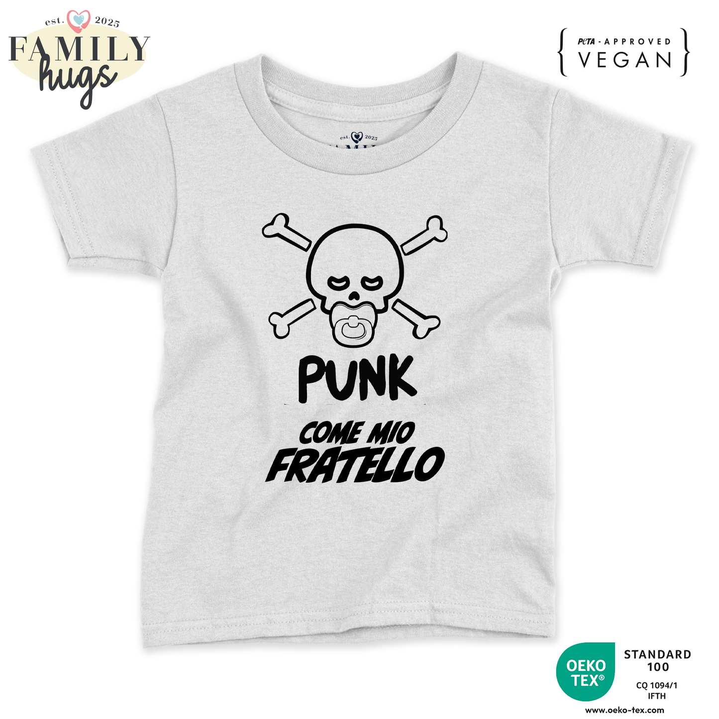 maglietta bambino -punk baby scheletro come mio fratello