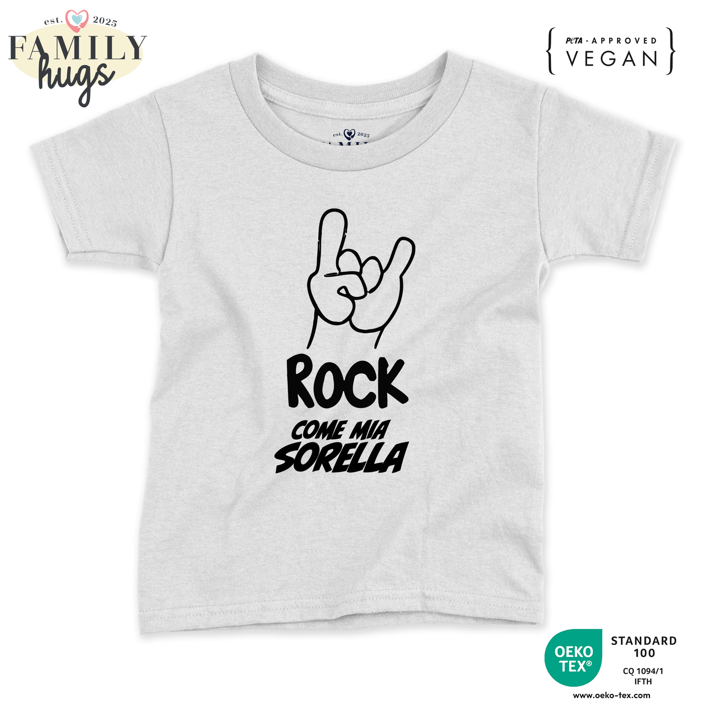 maglietta bambino -rock corna come mia sorella