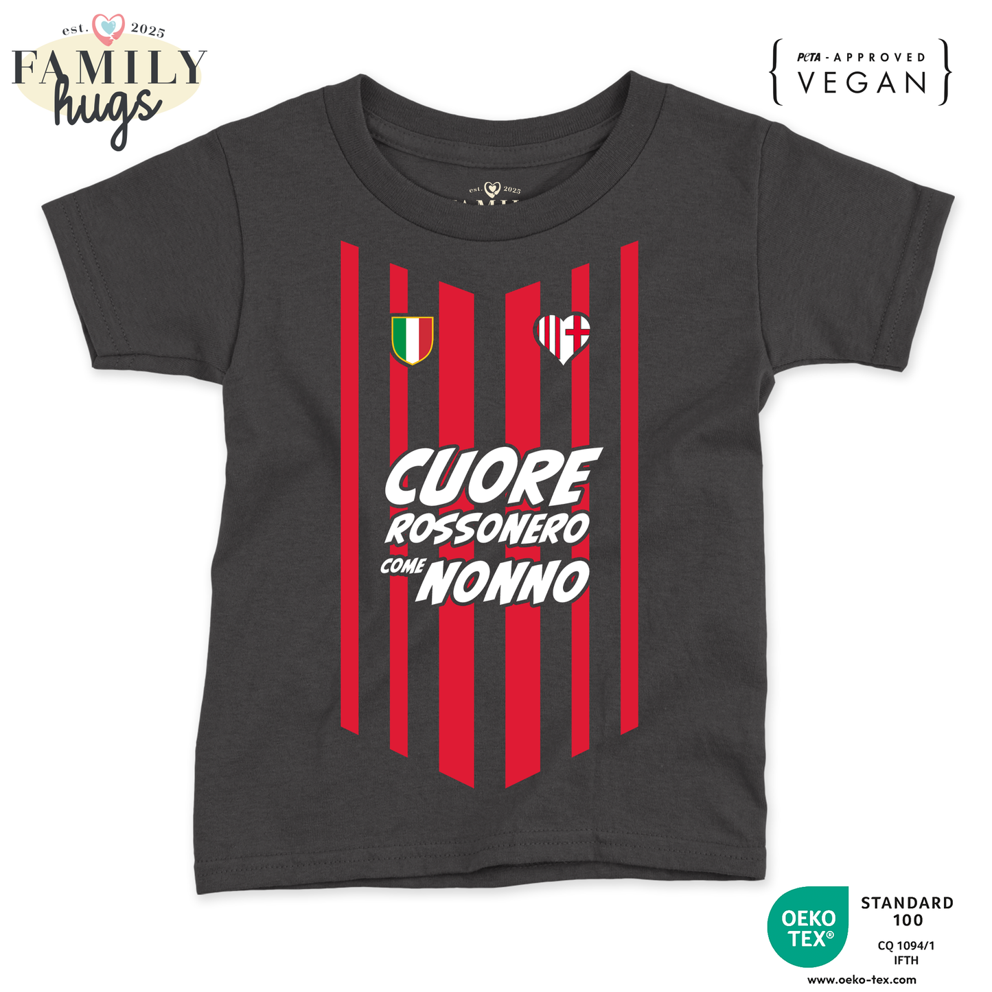 maglietta neonato -cuore rossonero come nonno