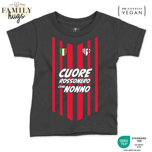 maglietta neonato -cuore rossonero come nonno
