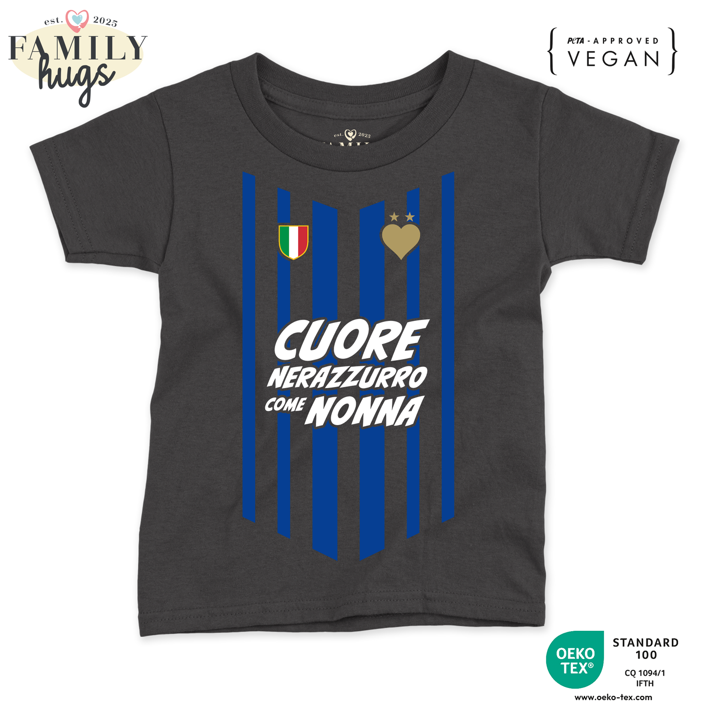 maglietta neonato -cuore neroazzurro come nonna