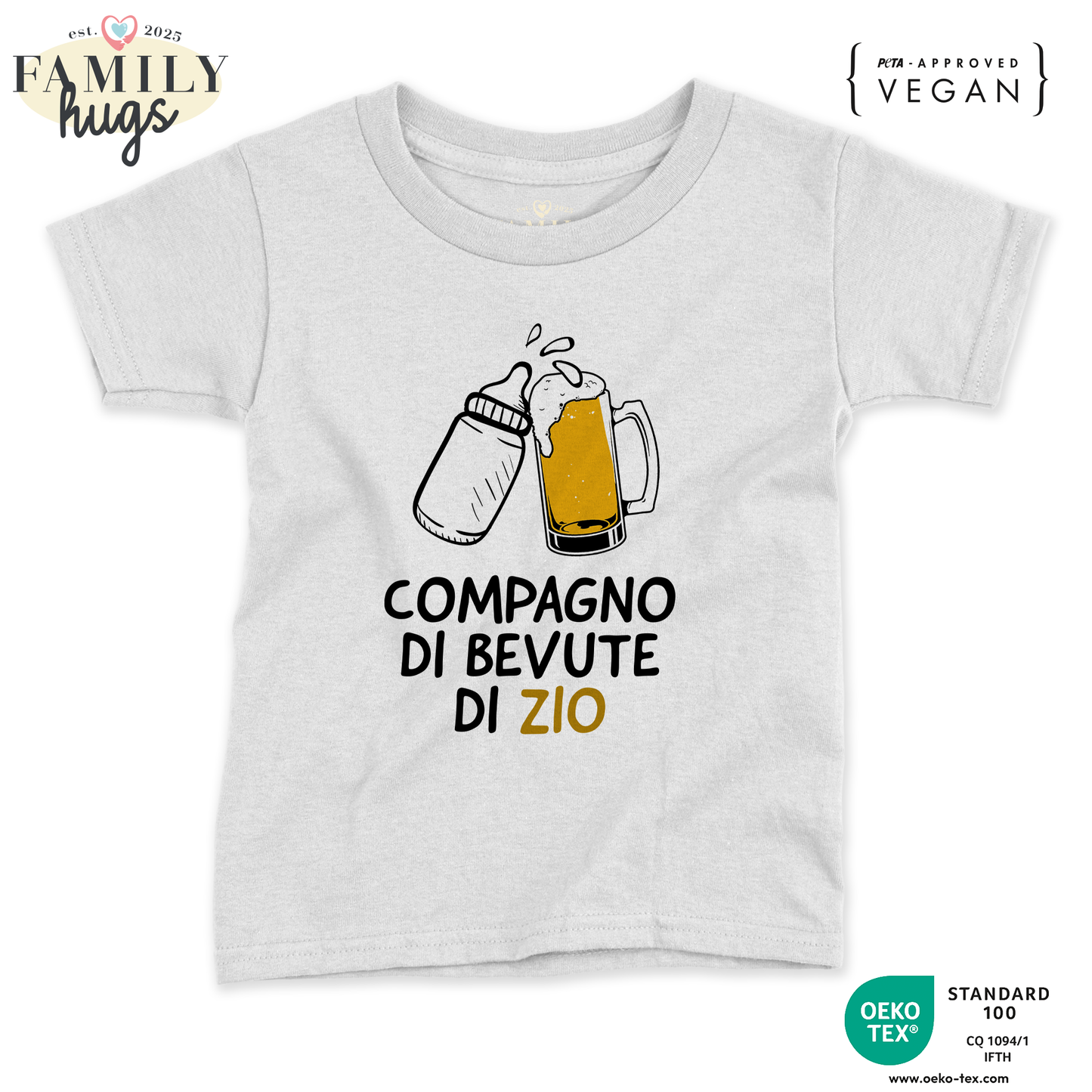 maglietta neonato - compagno di bevute di zio