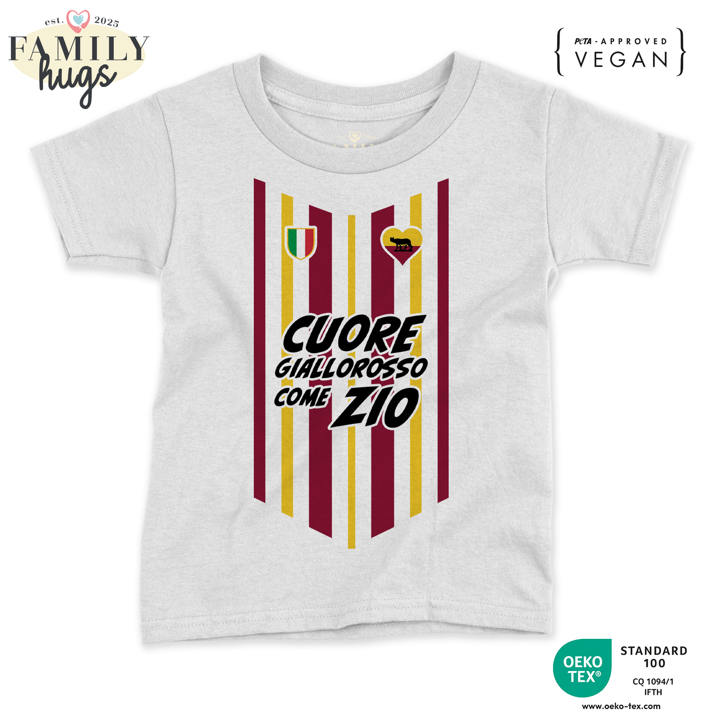 maglietta neonato -cuore giallorosso come zio