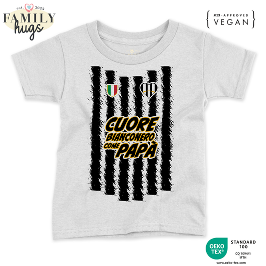 maglietta neonato -cuore bianconero come papa