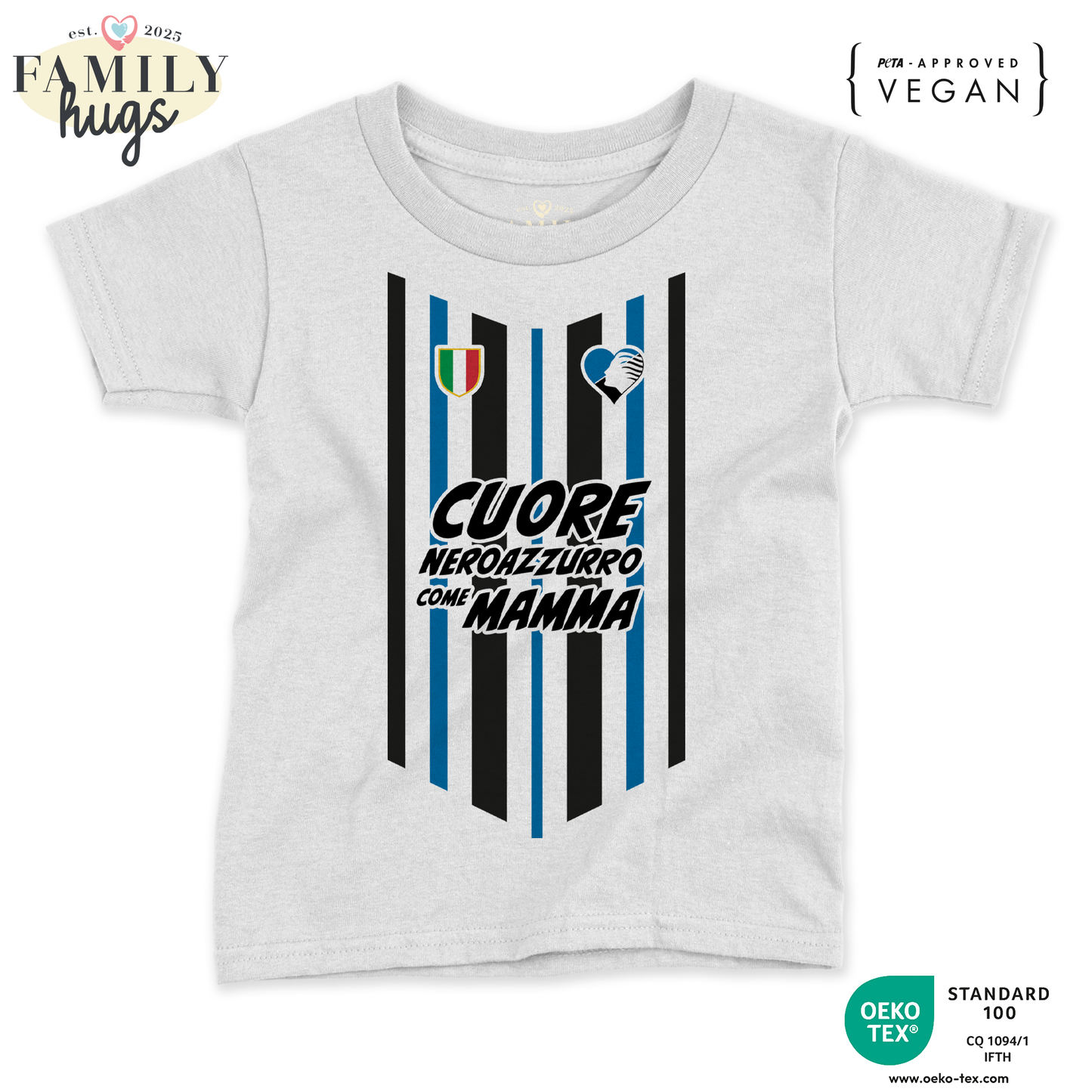 maglietta neonato -cuore neroazzurro come mamma dea