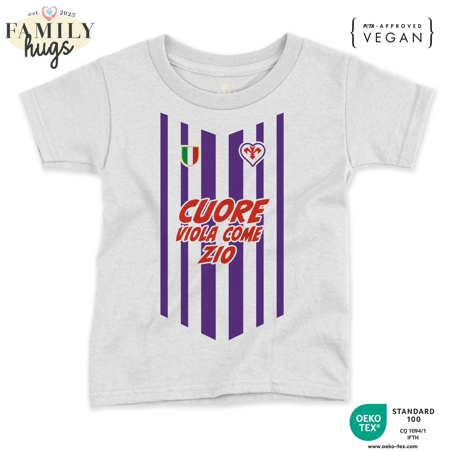 maglietta neonato -cuore viola come zio