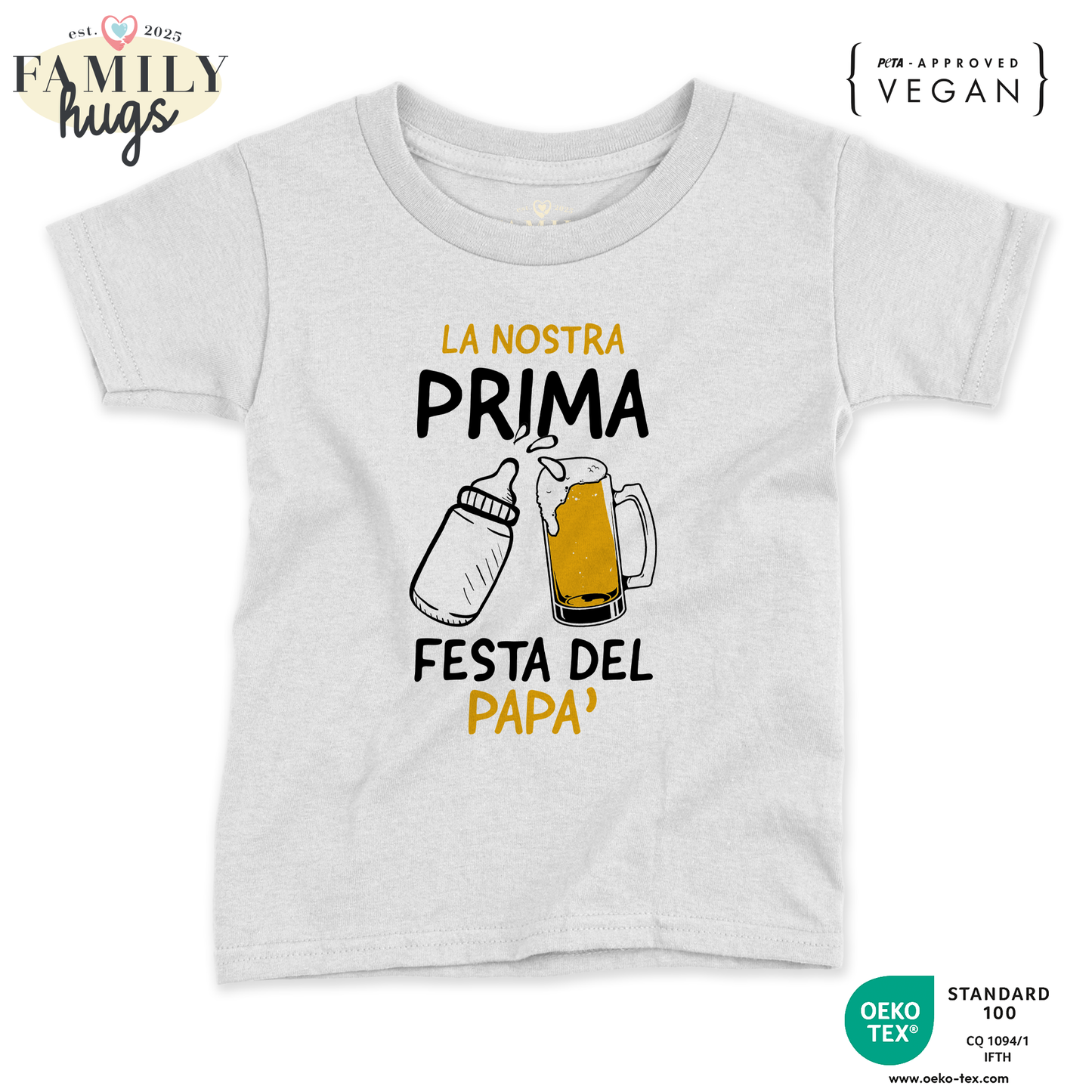 maglietta neonato - la nostra prima festa dle papa