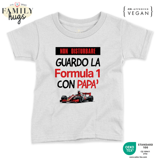 maglietta neonato -non disturbare guardo la formula 1 con papa
