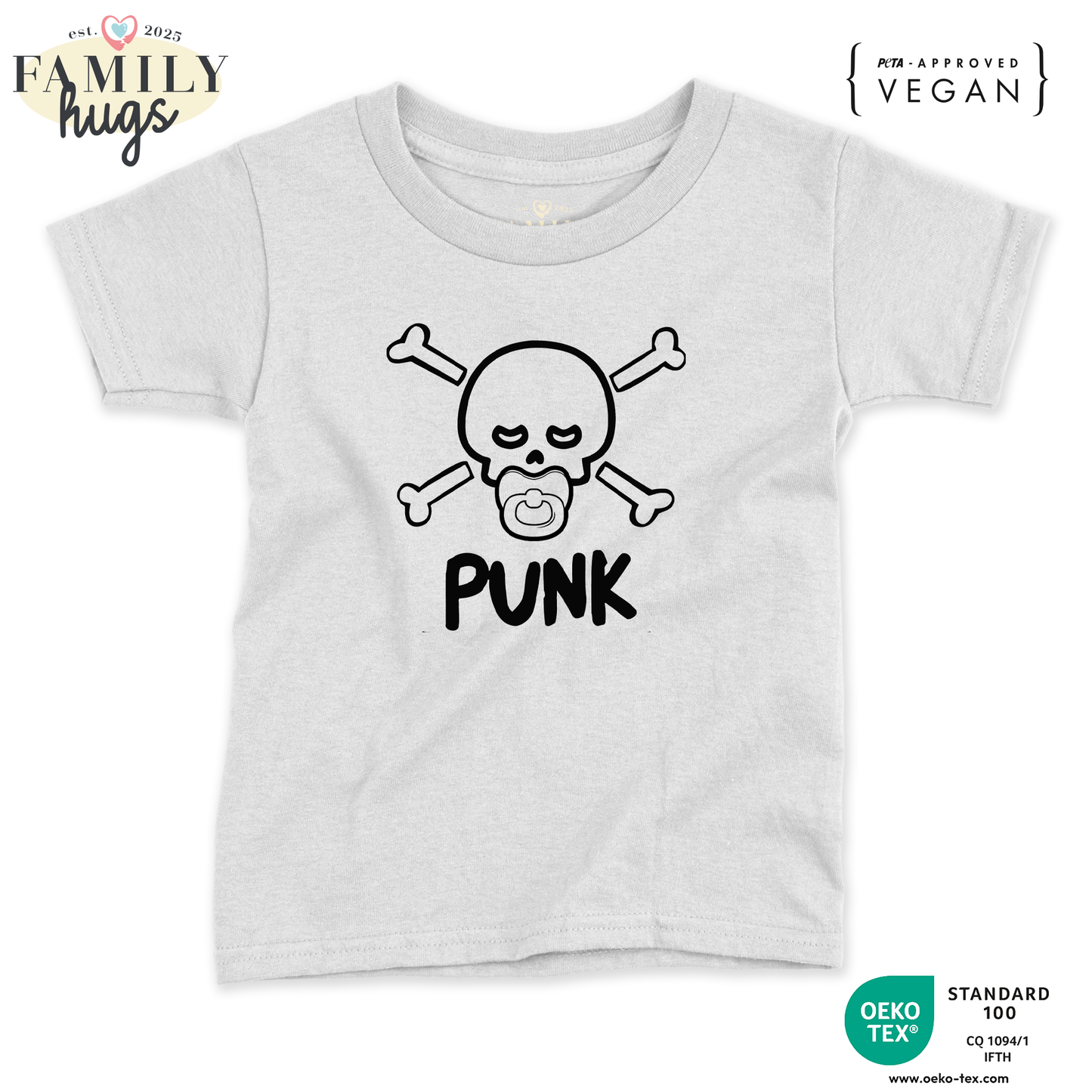 maglietta neonato -punk baby scheletro con ciuccio