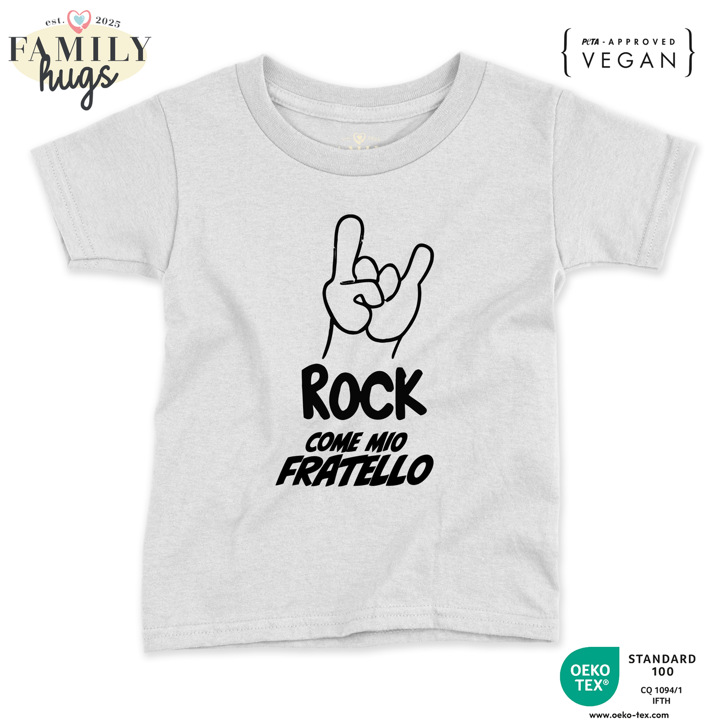 maglietta neonato -rock corna come mio fratello