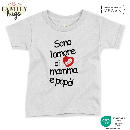 maglietta neonato -solo l amore di mamma e papa