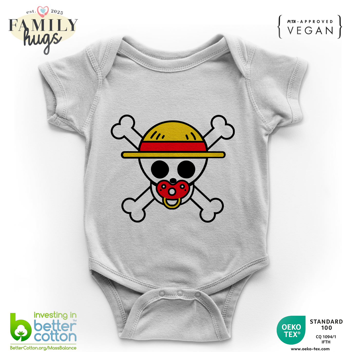 body neonato - one ciuccio jolly roger - manga