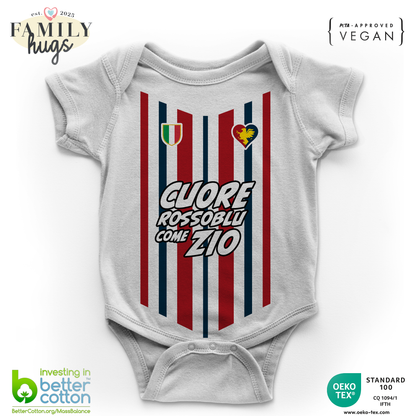 body neonato -cuore rossoblu grifone come zio