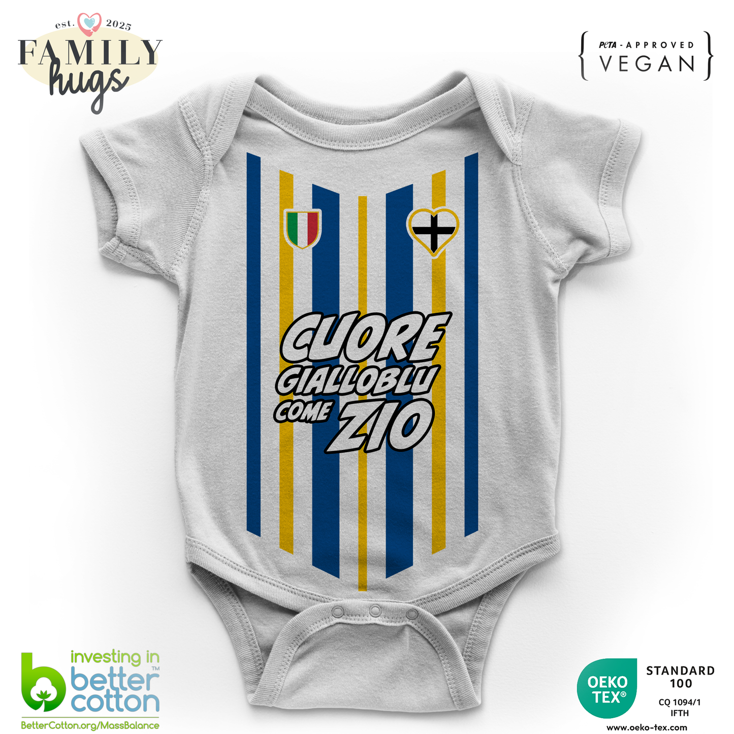 body neonato -cuore parmense gialloblu come zio