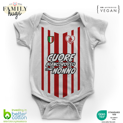 body neonato -cuore biancorosso come nonno