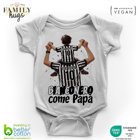 Body Bambino 0-24 Mesi - tale padre tale figlio bianconero come papà - Festa del papà - Family Hugs