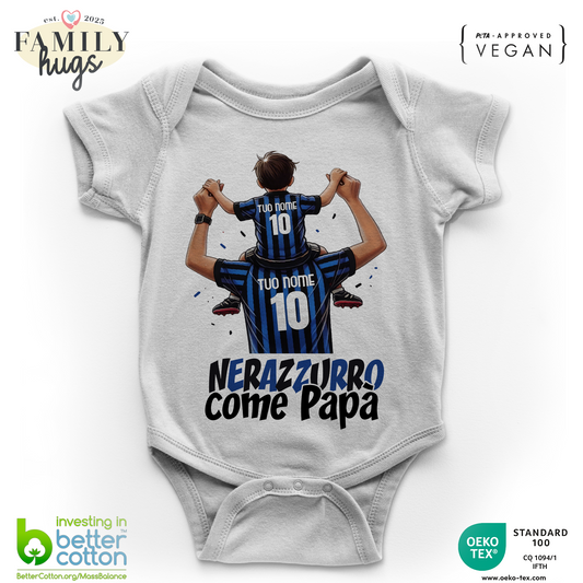 Body Bambino 0-24 Mesi - tale padre tale figlio nerazzurro come papà - Festa del papà - Family Hugs