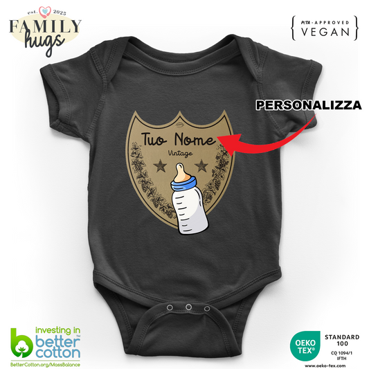 body neonato - etichetta champagne francese personalizzabile