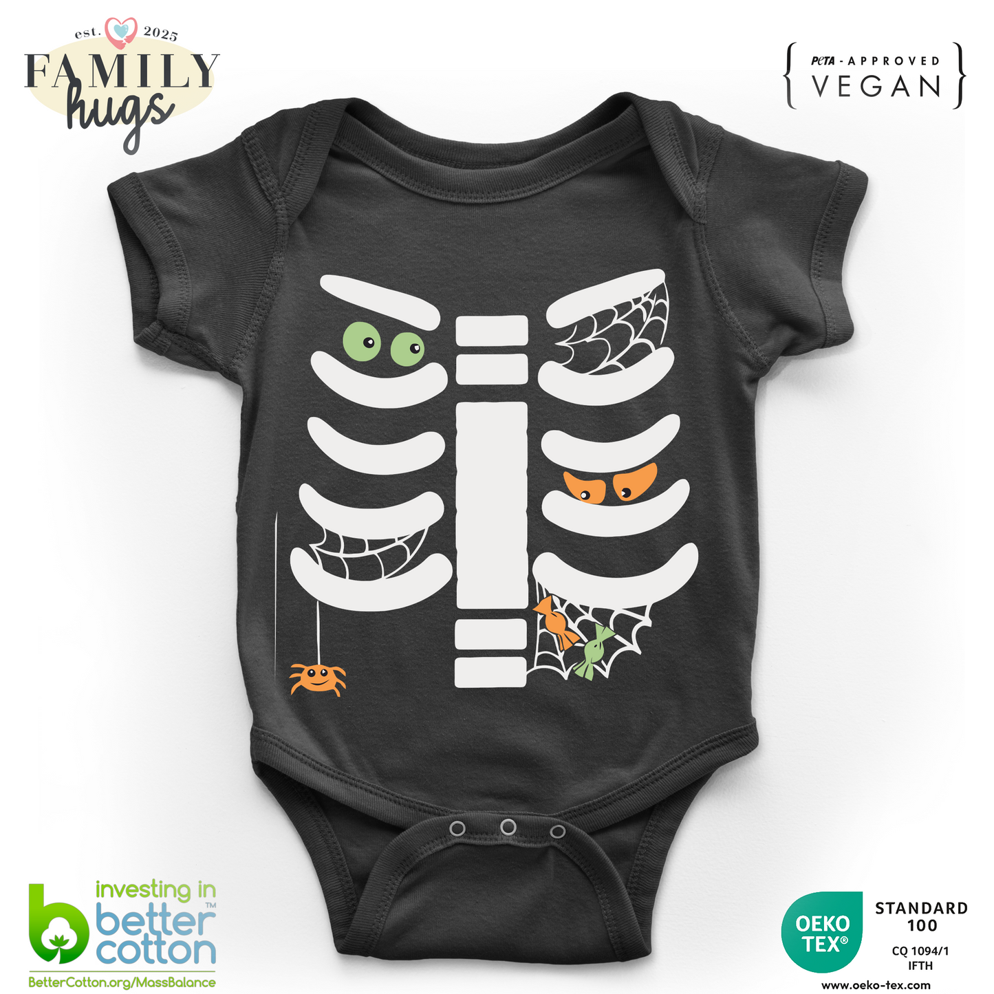 body neonato - scheletro halloween