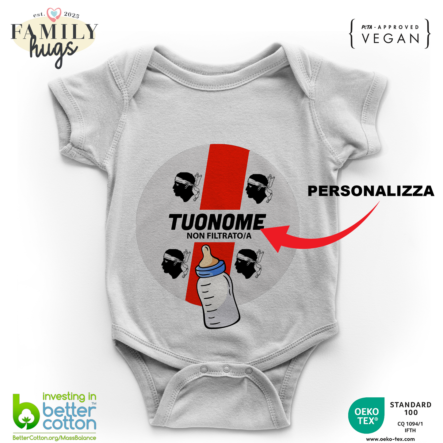 body neonato - etichetta birra sarda non filtrata personalizzata
