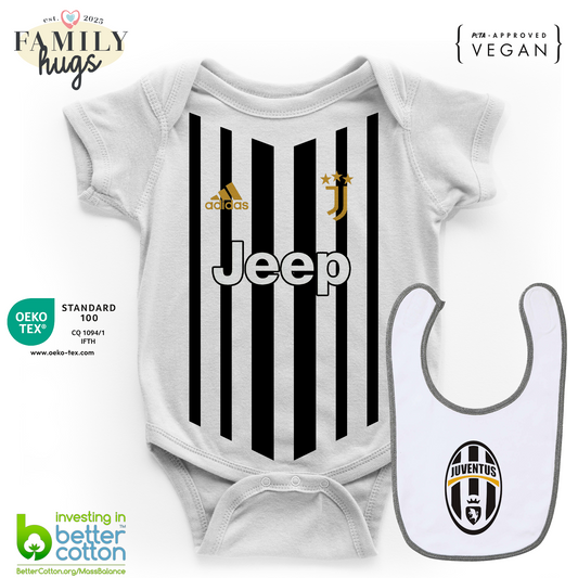 body neonato - combo con bavaglino bianconero bianco nero da gara