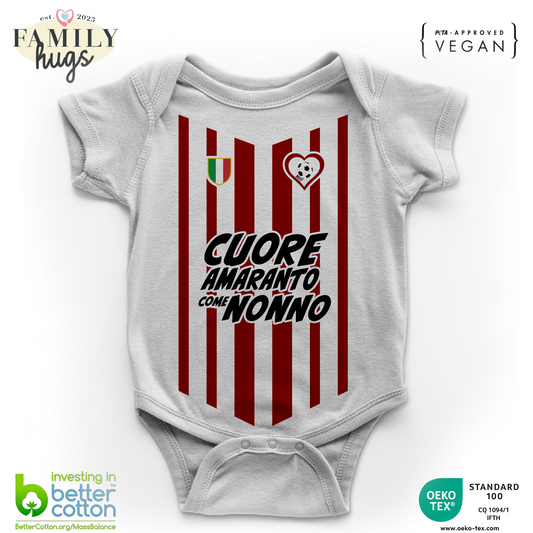 body neonato -cuore amaranto come nonno